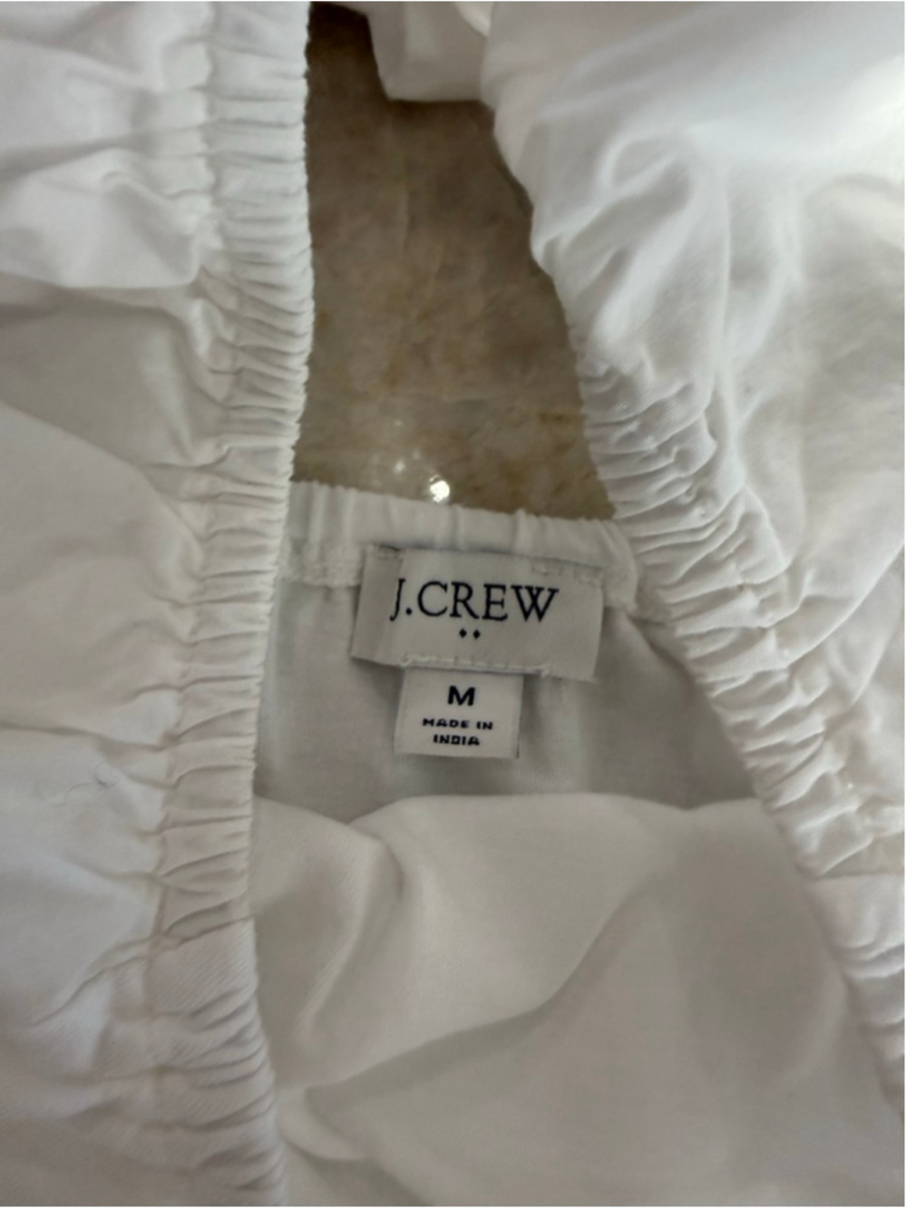 J.CREW White Puff Sleeve Blouse M, crisp cotton sleeves and tie, knit to body - Picture 6 of 8